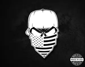 American Flag Skull Bandana Vinyl Die Cut Window Decal