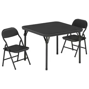 Kids Folding Table and 4 Chairs Set – Portable, Collapsible, Sturdy Metal Frame, Soft Cushions, Perfect for Dining, Crafts, Learning, Home, Daycare, Study Area