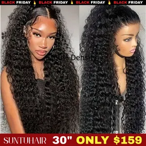 Budget Friendly 13x6 Deep Wave HD Lace Front Wig Human Hair Transparent Lace Frontal Wigs For Women Brazilian Virgin Human Hair Hair Wigs PrePlucked Lace and Pre Bleached Knot