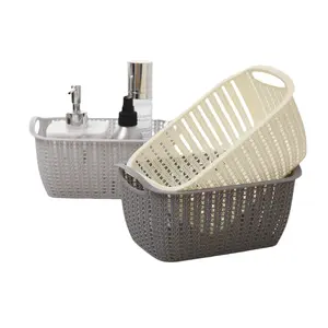 1 piece set of small plastic storage baskets, 8.5 x 5x 3.9 inches (approx. 21.7 x 12x 10 cm) storage box with handle, four colors to choose from, pantry storage basket for kitchen, bedroom and bathroom