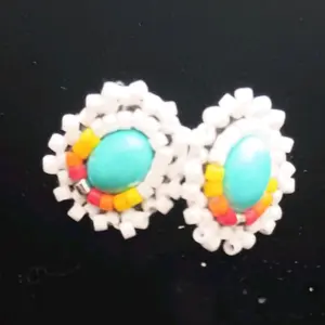 Single Row Beaded Turquoise Cab earrings