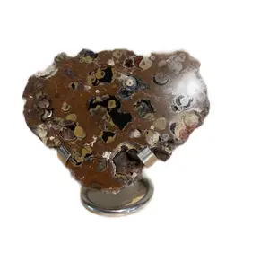 Brown Jasper Crystal Heart with Stand for Home Decor