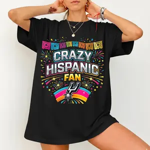 Retro Crazy Hispanic Spurs Fan T-Shirt - Sweatshirt - Hoodie, Latino Sports Fan Tee, Unisex Cotton T-Shirt, San Antonio Pride, Concert Fan Shirt, Latino Fan Shirt, Full Size, Full Color