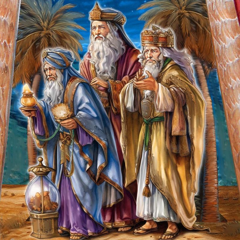 Three Kings Journey Santa Hand-Painted WOODCARVED Masterpiece by G. DeBrekht - Nativity Holiday Decor - 210234SE