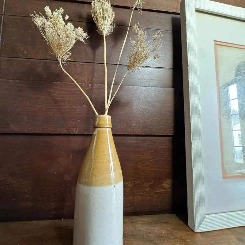 Vintage Studio Pottery Bud Vase Neutral Glaze Rustic Farmhouse Decor with Elegant Design for Home Decor