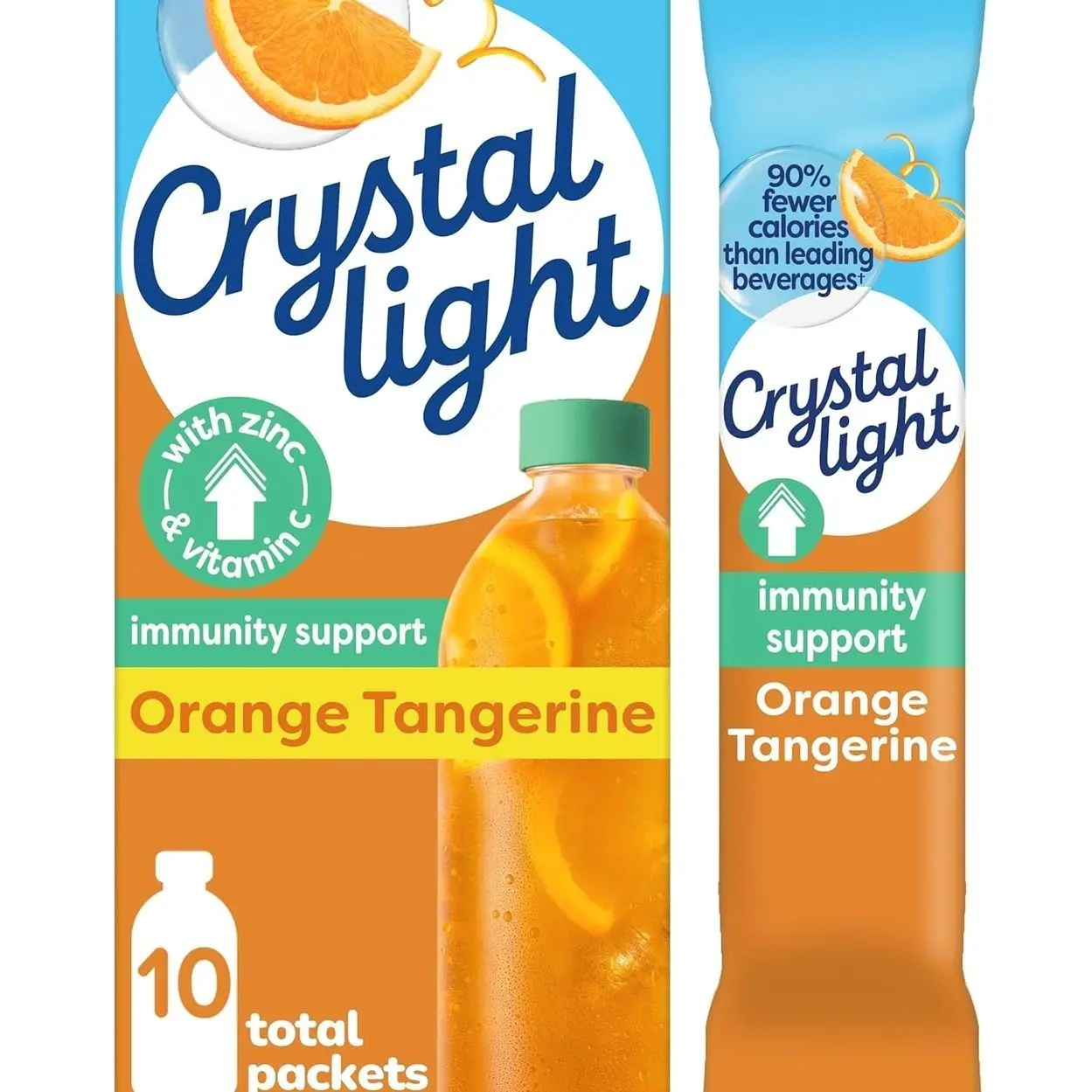 Crystal Light Immunity Support Orange Tangerine natural flavor with other natural flavor Powdered Drink Mix, .07 oz Packets, 10 per Box