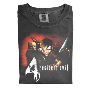 The Resident Evil 4 Leon Kennedy Comfort Color Shirt, Retro Y2K Grunge Shirt, Horror Video Game Shirt, Gift for Men, Gift for Women, Crew Neck T-shirt, Trending T-shirt