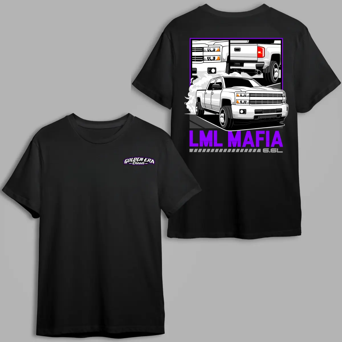 180g[100%cotton]Golden Era Diesel LML Mafia 6.6L T-Shirt, bold white diesel truck graphic, burnout smoke design, soft cotton blend, truck enthusiast streetwear for Men & Women, Streetwear, 2000s Outfits, Graphic Tee