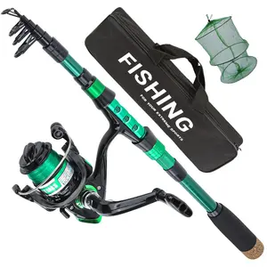 Carbon Fiber Telescopic Fishing Rod & Reel Set, Pre-Loaded Spool, Durable for Freshwater & Saltwater, Multi-Functional, Includes Carry Bag