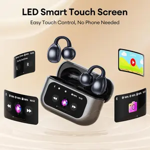 Clip On Earbuds with Touchscreen Case , Wireless Open Ear Headphones for Glasses Small Ears,Bluetooth 6.0 Support 175 Languages No Subscription , 40h Battery Life，Lightweight 4.1g, IPX7 Waterproof , Earbuds for Running Work Out,Black