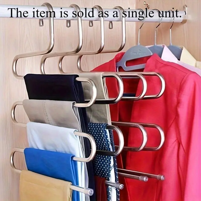 1pc Multi-Tier Trouser Rack, Multi-functional Clothes Pant Organizer Rack For Wardrobe Organizer, Home Bathroom Towel Storage Hanger, Space Saving Hanger, Sorting And Drying Unit, Closet Organizers And Storage, Garment Organizer, Bedroom Accessories