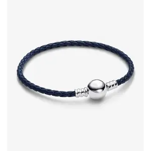 Round Clasp Braided Leather Bracelet