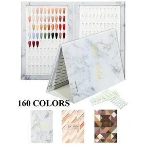 160 Nail Color Book with 240 False Tips, Professional Nail Color Swatches Book for Polish UV Gel, Essential Beauty Tool