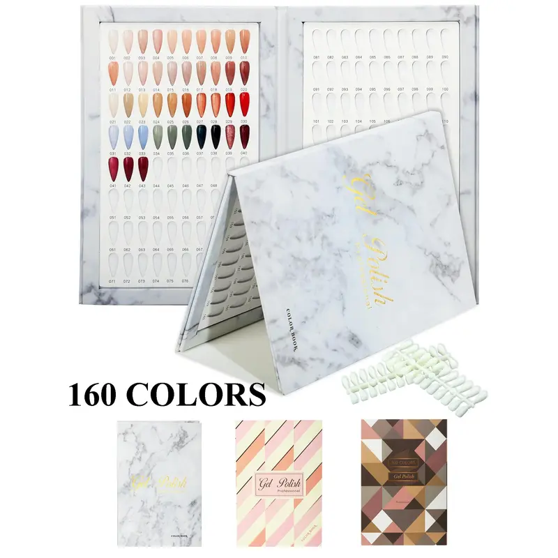 160 Nail Color Book, Professional Nail Color Swatches Book for Manicure Polish UV Gel, Essential Beauty Tool for Nail Artists and Enthusiasts