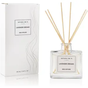 Natural Amor Lavender Reed Diffuser Set, 3.38 fl oz Scented Diffuser with Sticks Home Fragrance Reed Diffuser for Shelf Bedroom Living Room