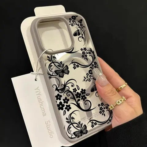 Luxury MagSafe Transparent TPU Smartphone Casing for iPhone 16 Pro/X/XS MAX/11/12/13/14/15 Plus Series - Durable Magnetic Wireless Charging Accessory, Decorative Protective Cover for Cellphone, Handheld Devices