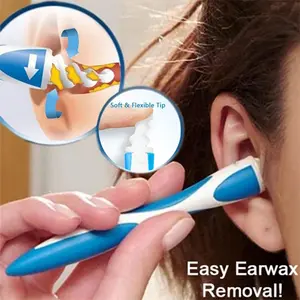 Earwax Removal Tool Set Earwax Remover Soft Silicone Spiral Ear Cleaner with 16 Replacement Heads, Gentle Ear Care Kit for Women and Men Daily Use
