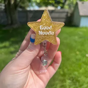 Good Noodle Interchangeable Badge Reel Gold Star Design