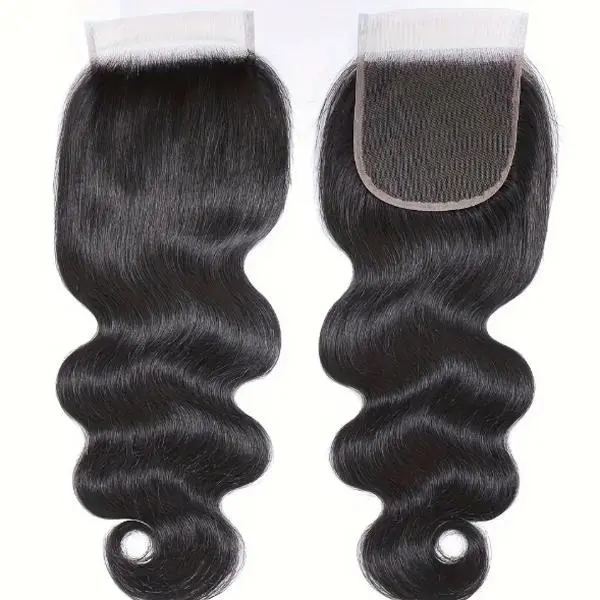 4x4 HD Lace Closure, Premium 12A Virgin Remy Human Hair, Gorgeous Body Wave Natural Black Texture, Pre-Plucked Neat Authentic Hairline, Stable Zero Shedding Quality, Ideal for Black Women