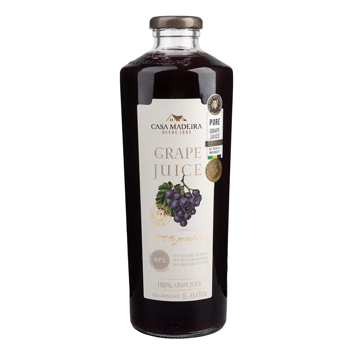 Casa Madeira 100% Grape Juice from Brazil Vegan Friendly No Sugar No Water Added Pure Natural Taste 1 Liter Bottle