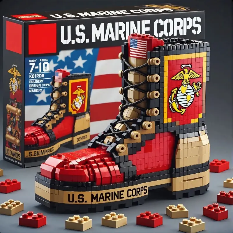 Articulated Tactical Boot Jointed Model Kit, Army Shoes DIY Creative Building Set, Marine Corps Bricks & Parts, Adventure Toy, Cool Birthday Gift for Boys