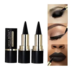 2pcs Black Multifunctional Matte Eyeshadow Pencil Cosmetic Smudgeproof  Lipliner Easy To Apply Smooth Creamy Formula Eyeliner Pens Makeup