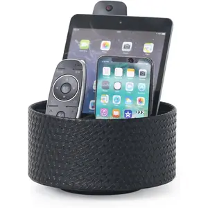 Remote Control Holder 360? Spinning Controller Holder TV Remote  End Table Organizer Storage Bedside Nightstand Couch  of Couch for Call Phone PU Leather Side Table Organizer