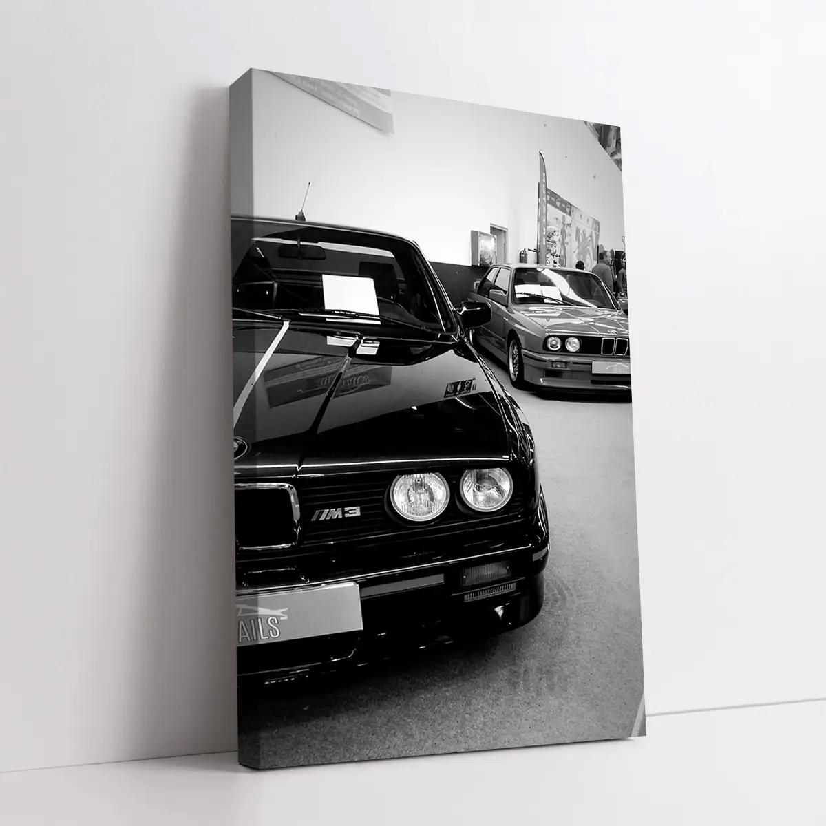 Industrial Artistic Minimalist Black-White Sports Car Photography Print Wall Art, Multi-Size Wooden Frame Hanging Painting, Vintage Automotive Room Decor, Car Lover Gift for Father's Day, Children's Day