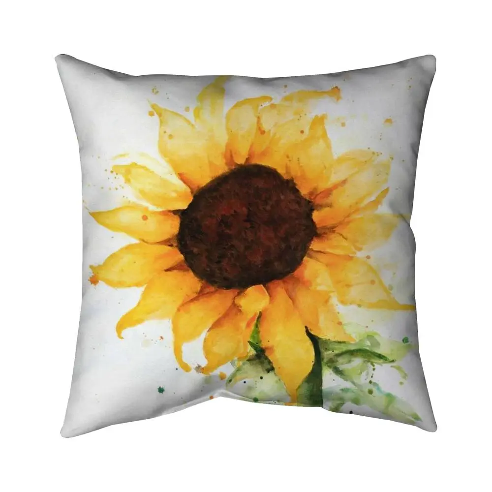360 Stand 20x20in Rustic Green Sunflower Outdoor Throw Pillow - Polyester Print, Botanical Flair, Decorative, Patio Decor Ideas, for Home Decor (Model 5542-2020-FL240), Cushions For Outdoor Furniture, Outdoor Cushions