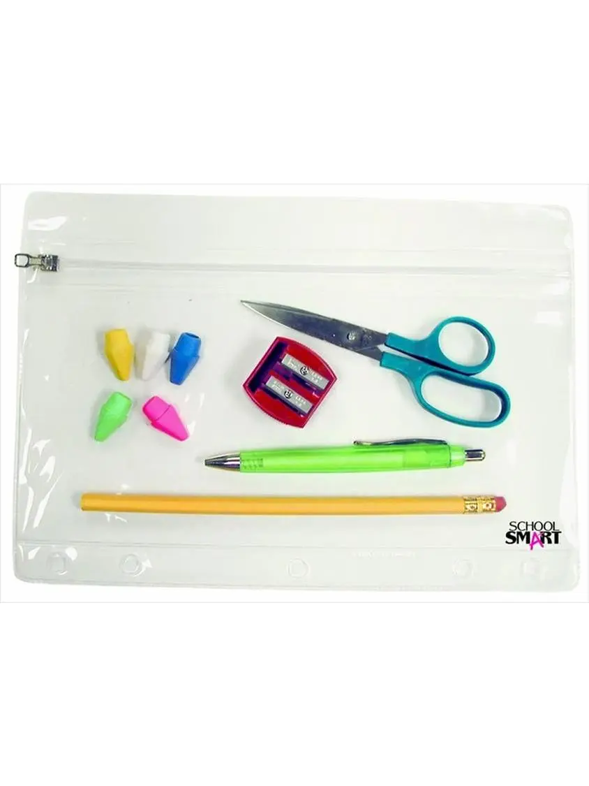School Smart 081954 Vinyl Zippered Ring Binder Pouch For Two Or Three Ring Binders- 7 x 10 In. - Assorted Color- Pack 24