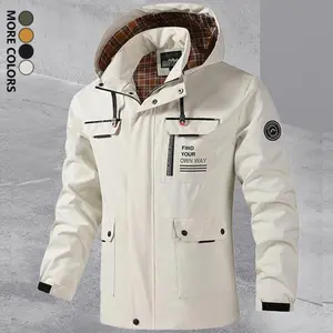 Men's Winter Outdoor Hiking Jacket Windproof Warmth Versatile Coat with Many Pockets, Windproof Zipper Placket, Adjustable Hook & Loop Cuff Mountain Sports Jacket