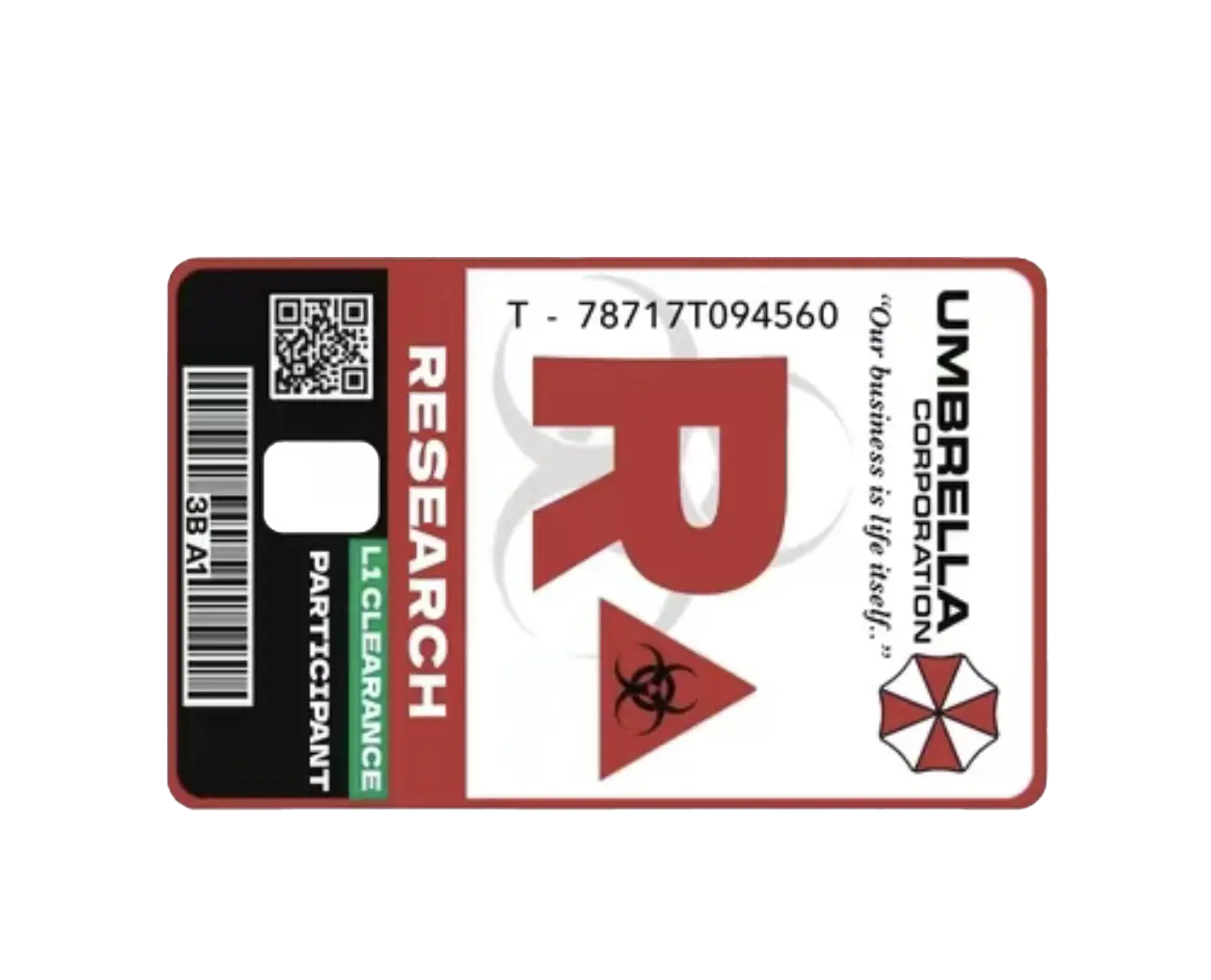 Resident Evil "Umbrella Research" Accesss Card Credit Debit EBT Chip Card Vinyl High Gloss Cover Sticker Decorative Waterproof Stain Resistant