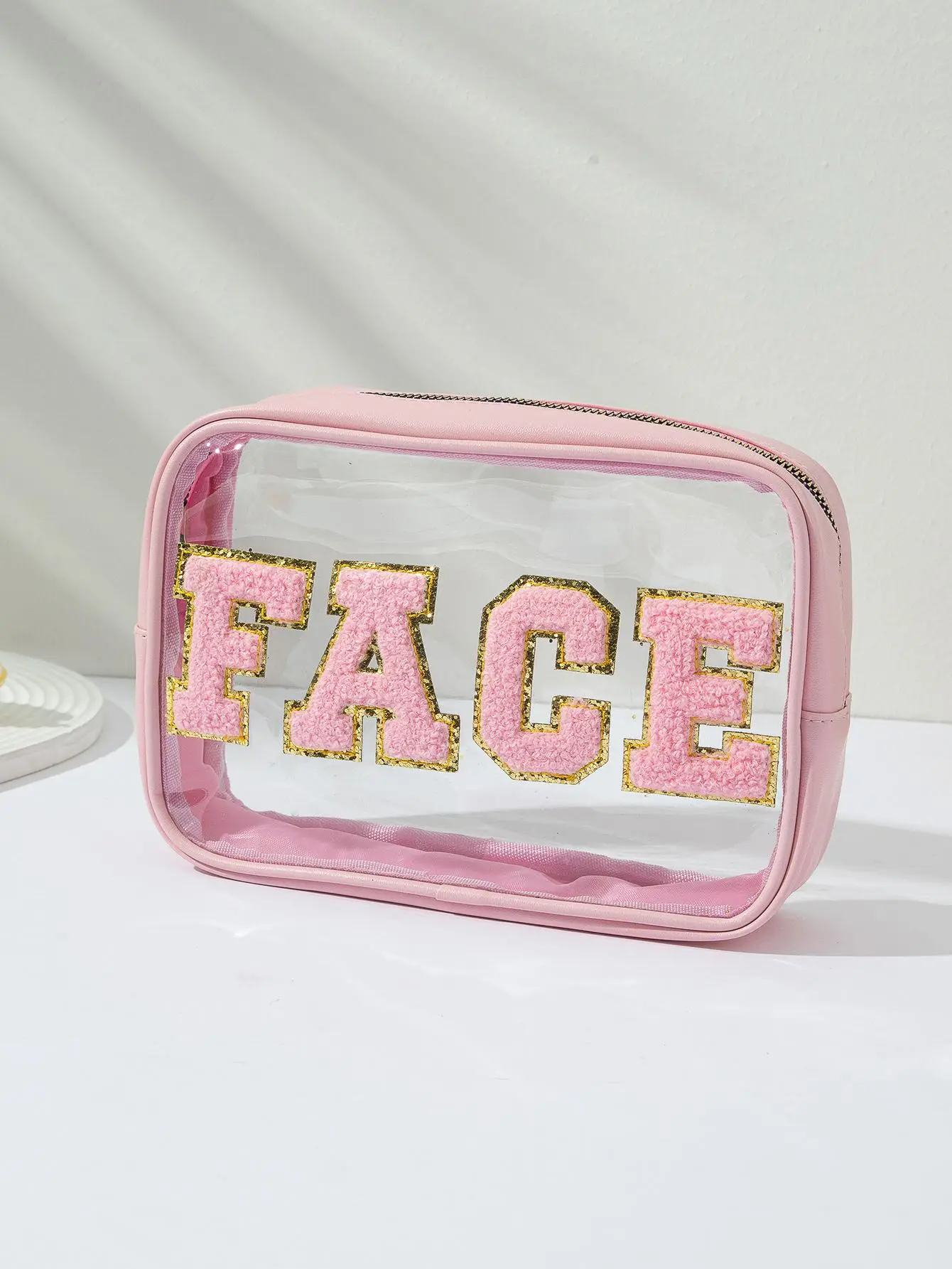 Fashion Letter Pattern Makeup Bag with Zipper, Portable Toiletry Bag, Cosmetic Bag, Women's Waterproof Versatile Storage Bag, Great for Skincare, Sham