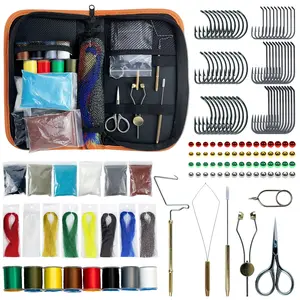 149Pcs Fly Tying Tools Combo Kit Tools Material Kit Bobbin Scissors Fly Hooks Threader Needle Fly Beads Whip Finisher Fly Fishing Flies Starter Making Kit With Bag barblessfishinghook
