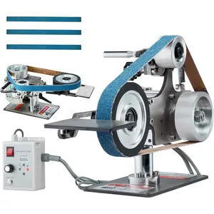 VEVOR Belt Grinder Sander, 30x 1 - Inch Variable Speed Belt Polisher with VFD, 550W Polishing Grinding Machine with 2 Grinding Moulds 3PCS Sanding Belts for Metalworking, Knife MakingVEVOR Super Brand Day