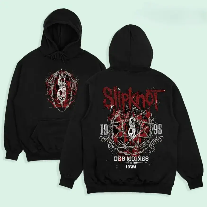 Slipknot Des Moines Iowa 1995 Nonagram Crewneck, metal band shirt, Graphic Tee, music fan shirt, metal concert hoodie, metal music hoodie, Gift For Fan Unisex Hooded Sweatshirt