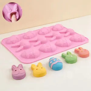 2 PCS Easter Bunny and Egg Silicone Mold, Food-grade Easy Demolding, for Chocolate Jelly Mousse, Household DIY Baking Mold