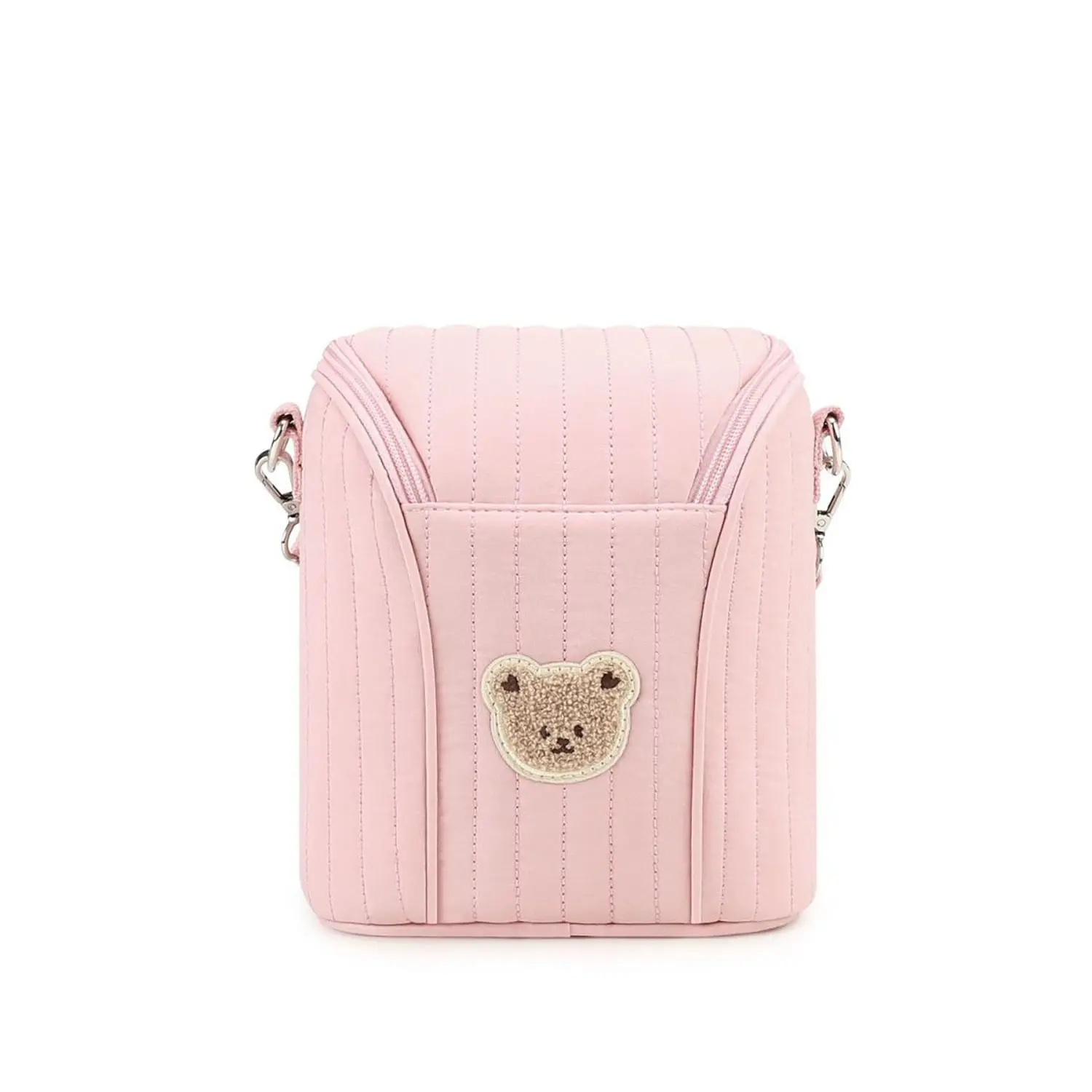 Breast Milk Insulated Cooler Bag, Durable Quilted Fabric, Bear Decoration, Holds Bottles, Storage Pouches, Pump Accessories, Crossbody Design, Crossbody Shoulder Bag, Cross Body Bags