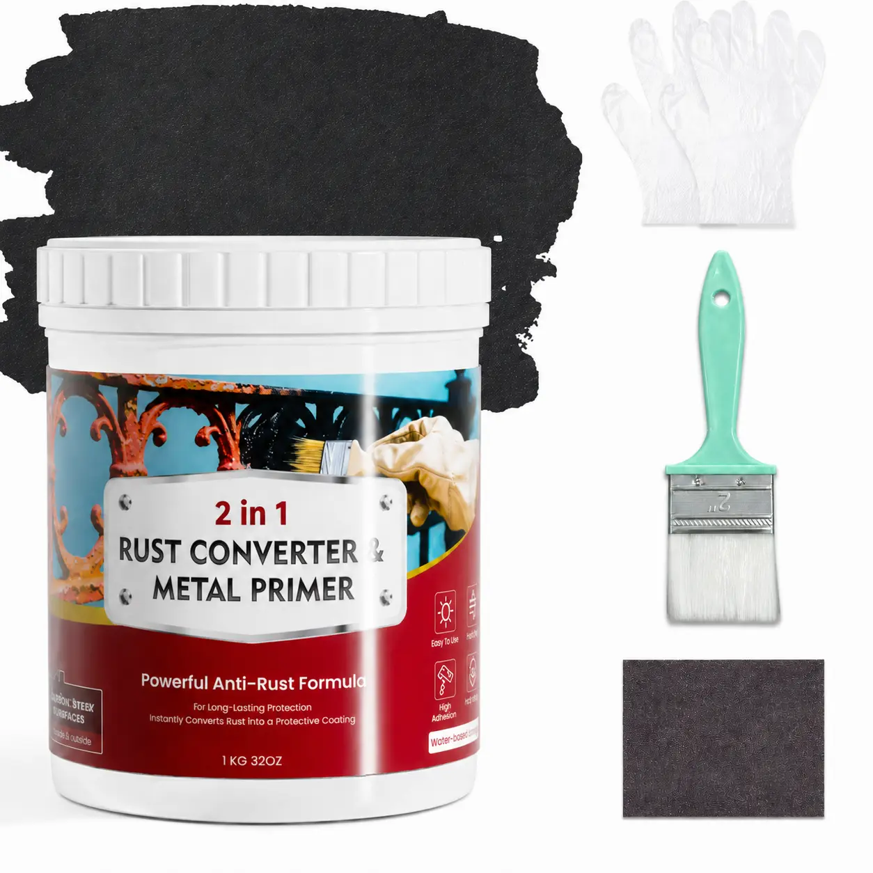 Rust Converter & Metal Primer, Water-Based Rust Inhibitor Paint, Durable Anti-Rust Coating for Indoor & Outdoor Metal, UV & Heat Resistant, Long Lasting Protection Rust Remover