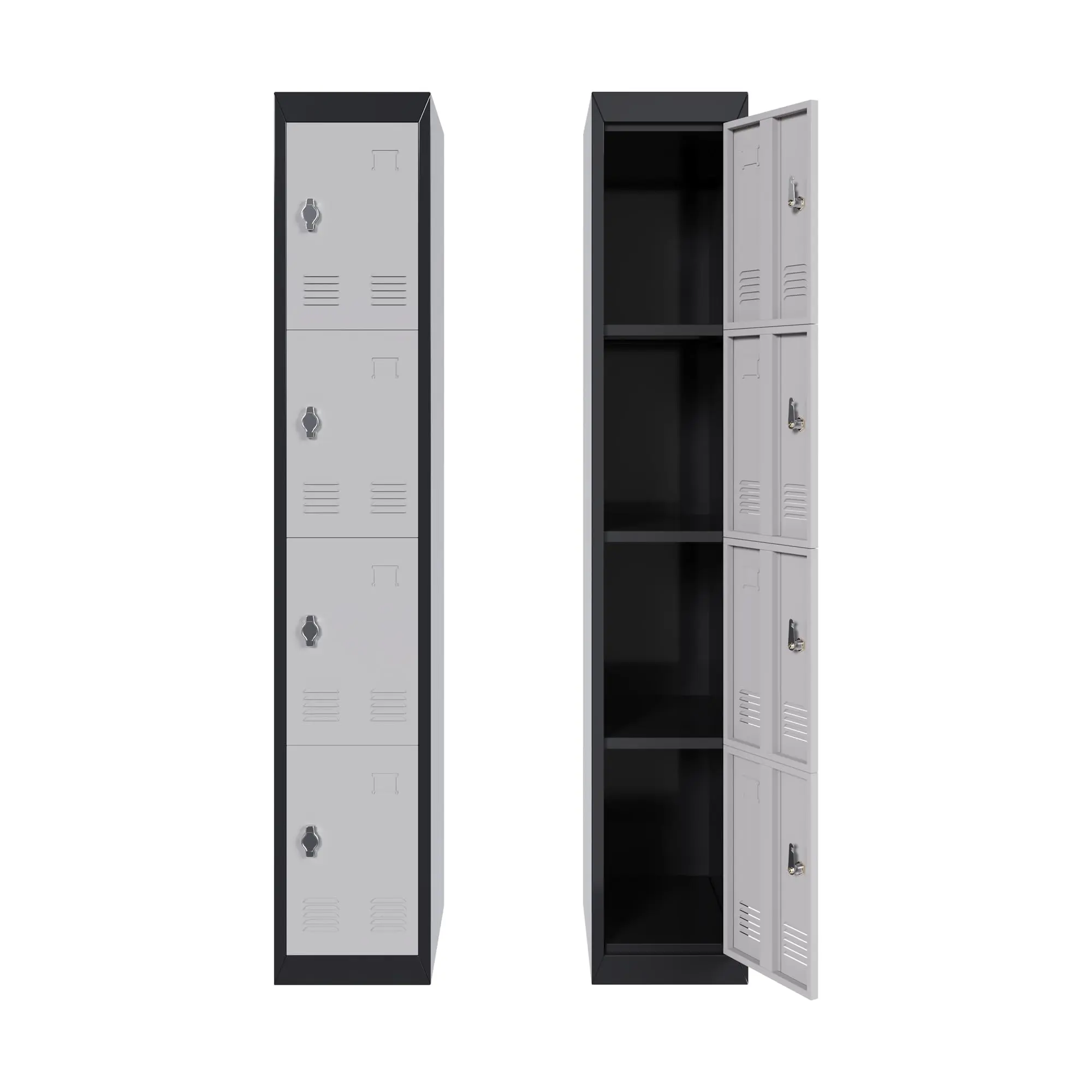 72” Tall Metal Lockers for Employees, Single Storage Steel Locker with Door & Keys, Black Employees Students Storage Cabinets Lockable for School Gym Home Office Mudroom - 4 Door