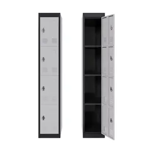 72” Tall Metal Lockers for Employees, Single Storage Steel Locker with Door & Keys, Black Employees Students Storage Cabinets Lockable for School Gym Home Office Mudroom - 4 Door