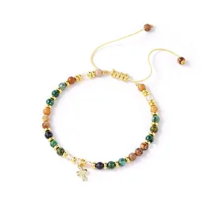Beaded Cross Bracelet for Women – Adjustable Natural Stone Bracelet with Gold Cross Charm, Perfect for Daily Wear, Prayer & Meaningful Gifts