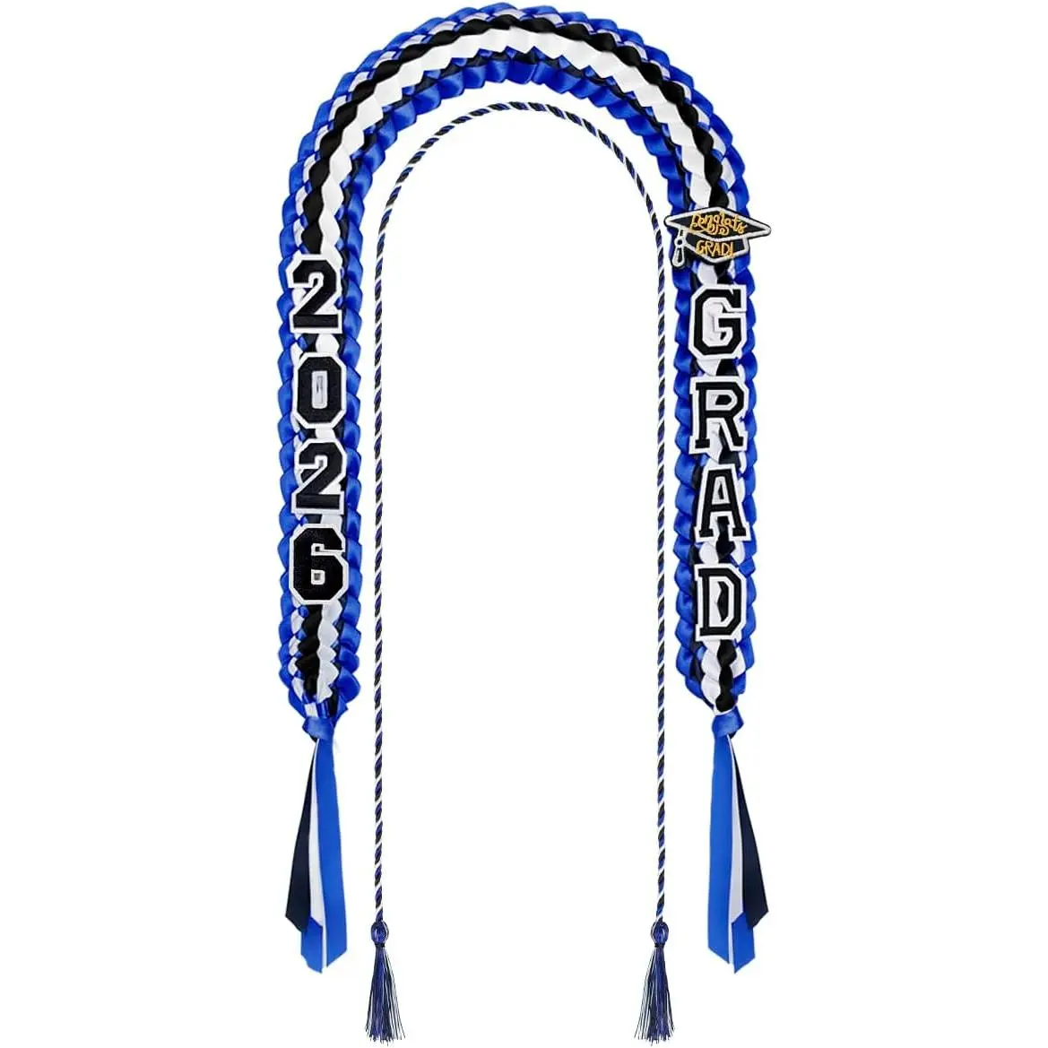 Class of 2026 Graduation Leis Set - Hand Woven Double Braided Ribbon Leis with Honor Cord & Grad Cap, 48-in Long, 65-in, 2.36-in Wide Fashion Accessory for Men, Women
