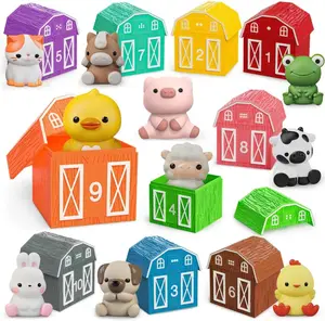 Valentine's Day New Year 2026 Gift  Learning Toy for Toddlers 1 2 3 Year Old, 10 Farm Animal Toys & 10 Barns, Counting, Matching & Sorting Montessori Educational Sensory Toys, Valentine Birthday Easter Gift for Baby Boy Girl 1-3