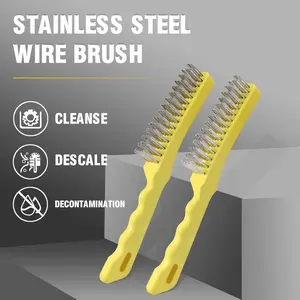 2 Pieces 11inch Stainless Steel Wire Brushes, Heavy-Duty Stainless Steel Scrubbers with Plastic Handles for Rust And Welding Dust Removal, Suitable for Metal Kitchen Wall