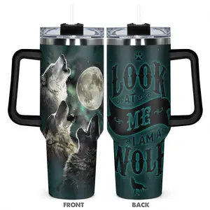 40oz Tumbler, 1pc Gift, Stainless Steel Cup, Insulated and Durable, Wolf-themed design, Great gift for wolf lovers, Gift for Any Occasion: Birthdays, Holidays, or Special Moments for Family, Friends, or Coworkers