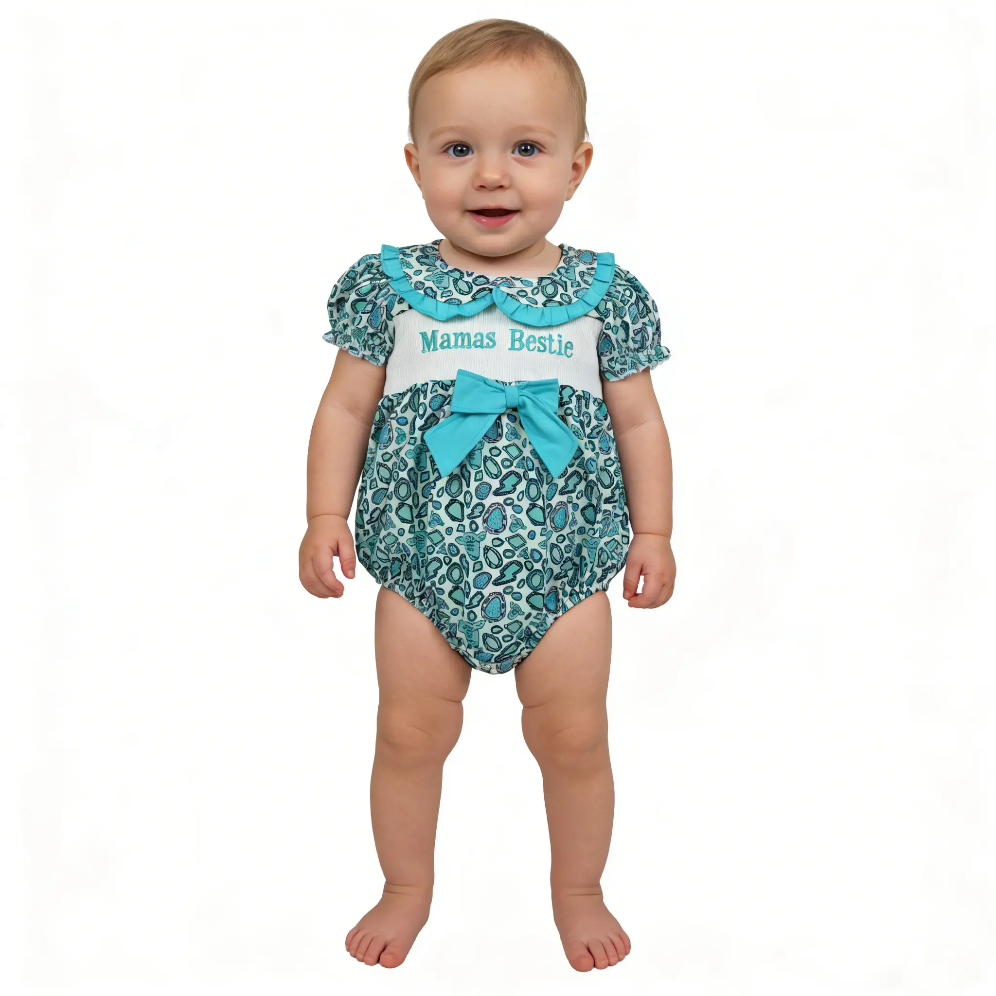 Newborn Baby Sleeveless Bubble Bodysuit - Mama's Bestie Summer Western Style Baby Girls Clothing for Little Cowgirls, Ranch Theme Photos, Animals Print, 2T Sleeveless Onesies Alternative, Bubble Suit, Spandex Blend, 0 - 3 Months, Baby-Safe Baby Girls Body