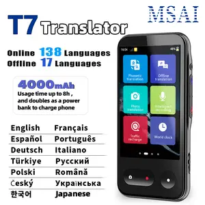 Mst7 Smart Translator Machine, Offline/online Translation Support Sim Card/WiFi Global Connectivity Bluetooth-compatible Android System Portable Travel Assistant