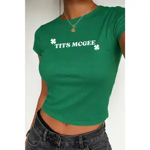 Funny St Patrick's Day Baby Tee, Y2K Tits McGee St Paddys Crop Top, Vintage 90s Womens Retro Shirt, Irish Parade T-Shirt, Put The Double D's