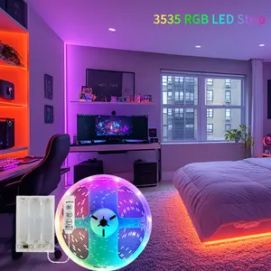 3535 RGB LED Strip Light, Aa Battery Powered, 3-Button Remote Control, Multiple Static & Dynamic Modes, Self-Adhesive, Ideal for Bedroom, Camping, Parties, DIY Decor
